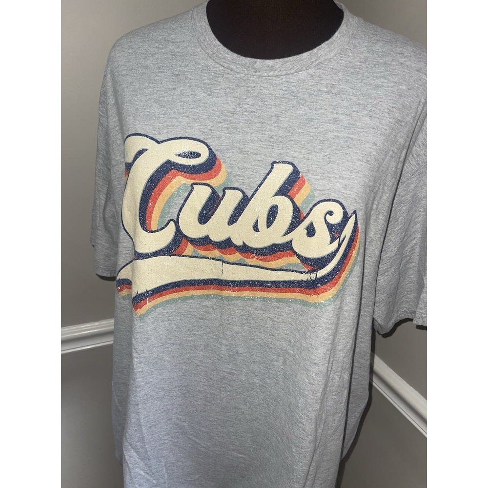 Chicago Cubs Retro Graphic Tee Shirt Mens 2XL Port & Company Rainbow